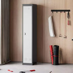 Armoire de rangement métallique de 72 po avec 1 porte, casiers pour employés et étudiants avec étagères, casier de rangement métallique en acier pour l'école, le bureau, la salle de sport, gris et noir