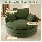 Fauteuil d'appoint pivotant à 360°, Fauteuil pivotant rond en forme de baril avec coussin pour salon
