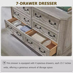 Commode à 6 tiroirs SinCiDo pour chambre à coucher, commode rustique en bois de style ferme, commode vintage de 54 po de largeur pour salon