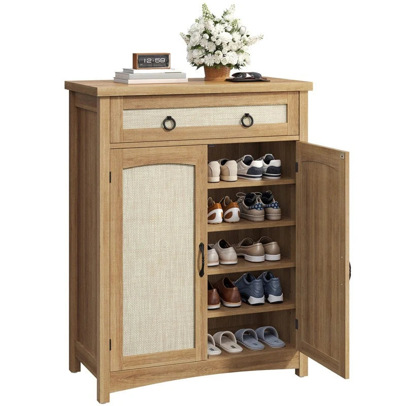 Meuble de rangement pour chaussures Moasis à 5 niveaux et 20 paires avec portes doubles pour entrée