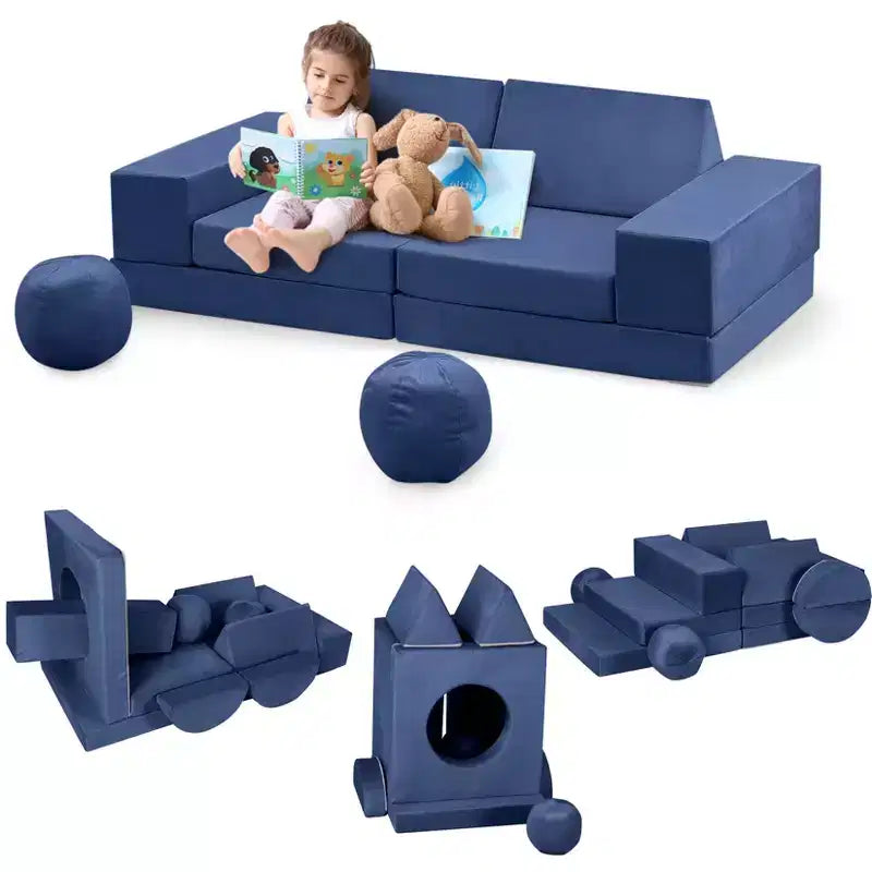Canapé pour enfants 12 pièces, canapé de jeu modulaire pour enfants pour stimuler la créativité, canapé modulable, mobilier de chambre et de salle de jeux pour tout-petits, pour dormir et lire