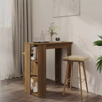 vidaXL Table de bar avec étagère Bois d'ingénierie Salle à manger Cuisine Haute Haute Murale Pièce