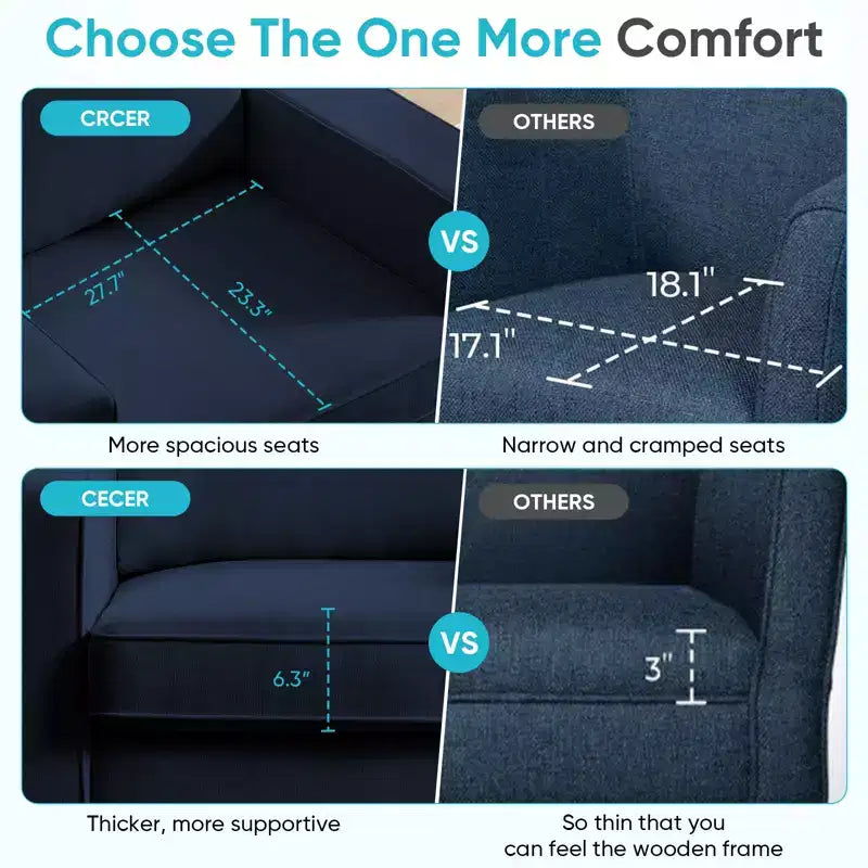 Mjkone Fauteuil pivotant moderne 360°, Fauteuil carré rembourré, Canapé simple confortable en chenille