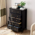 Commode à 5 tiroirs pour chambre à coucher, commode haute en bois avec rangement profond, commode moderne pour entrée et couloir
