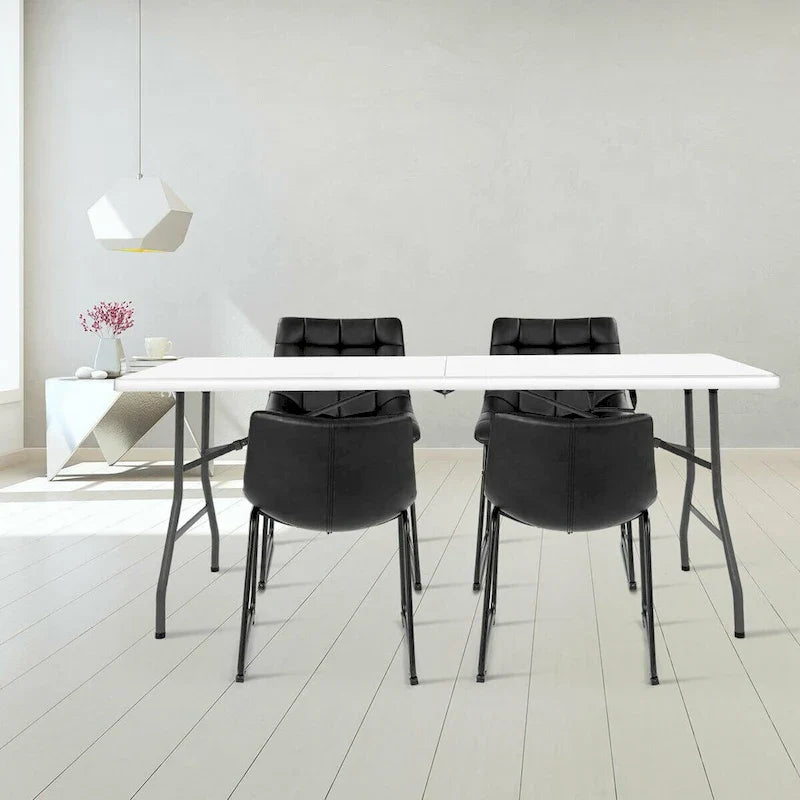 Costway Table pliante 6 pieds Portable Plastique Intérieur Extérieur Pique-nique Fête