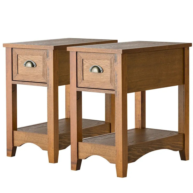 Gymax Lot de 2 Tables d'appoint Contemporaines Compactes avec Tiroir - 13" X 22" X 23" (L x l x H)