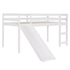 Lit mezzanine bas Whisen de 79,5L x 41,8l, élégant, de taille double, avec échelle intégrée et toboggan, conception multifonctionnelle