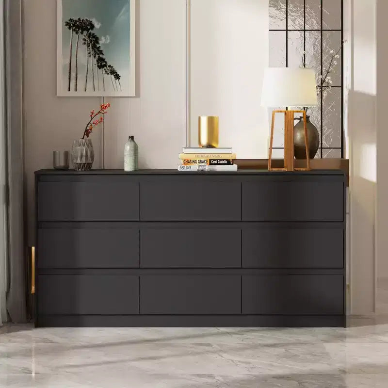 Famapy Commode Horizontale Minimaliste Moderne à 9 Tiroirs – Organiseur Spacieux pour Chambre/Salon