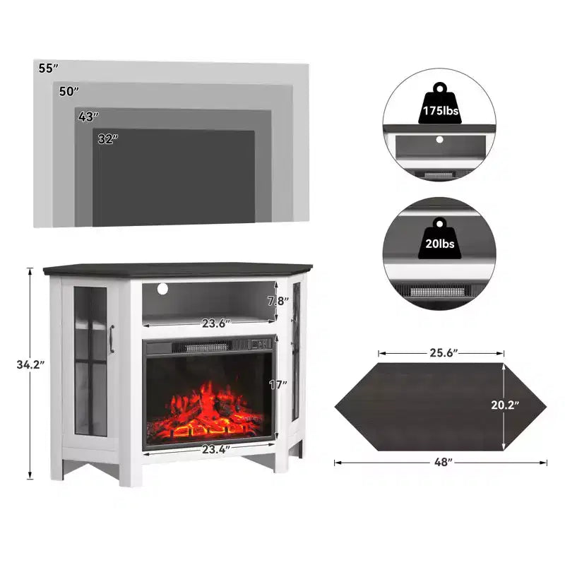 Meuble TV EROMMY 48 pour téléviseurs jusqu'à 80 pouces avec étagères ouvertes et armoires de rangement