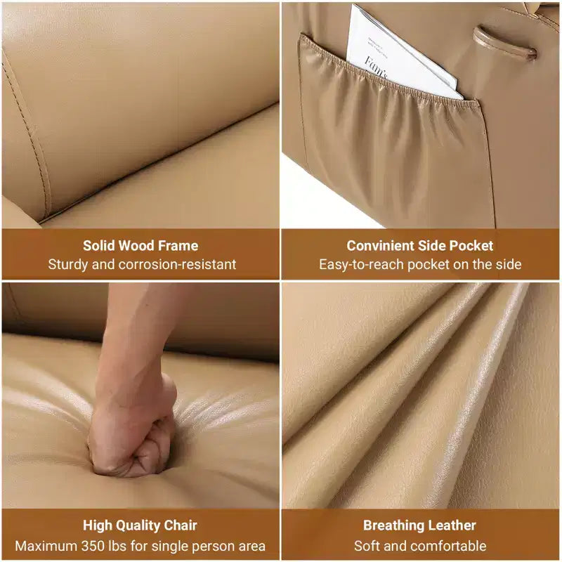 Fauteuil inclinable électrique - Chaleur et massage, fauteuil inclinable électrique robuste en cuir PU pour personnes âgées et à mobilité réduite, dossier et jambes réglables