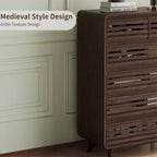 Commode haute SOLACE FURNITURE à 6 tiroirs, commodes avec grille et design incurvé