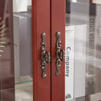 Vitrine à 2 portes avec portes en verre trempé, panneau arrière miroir, étagères réglables et éclairage pour le bureau à domicile