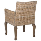 Chaise de salle à manger en rotin tressé avec accoudoirs, lot de 2