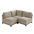 Ensemble canapé d'angle modulable et fauteuil sans accoudoirs 3 pièces en tissu chenille