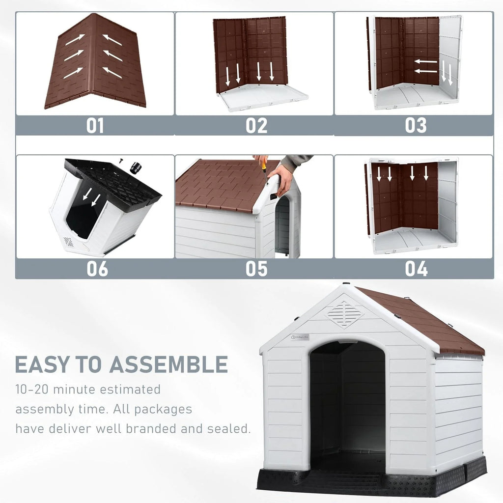 Niche pour chien en plastique BOSSIN, pour chiens de petite à grande taille, abri isolé intérieur/extérieur avec plancher surélevé