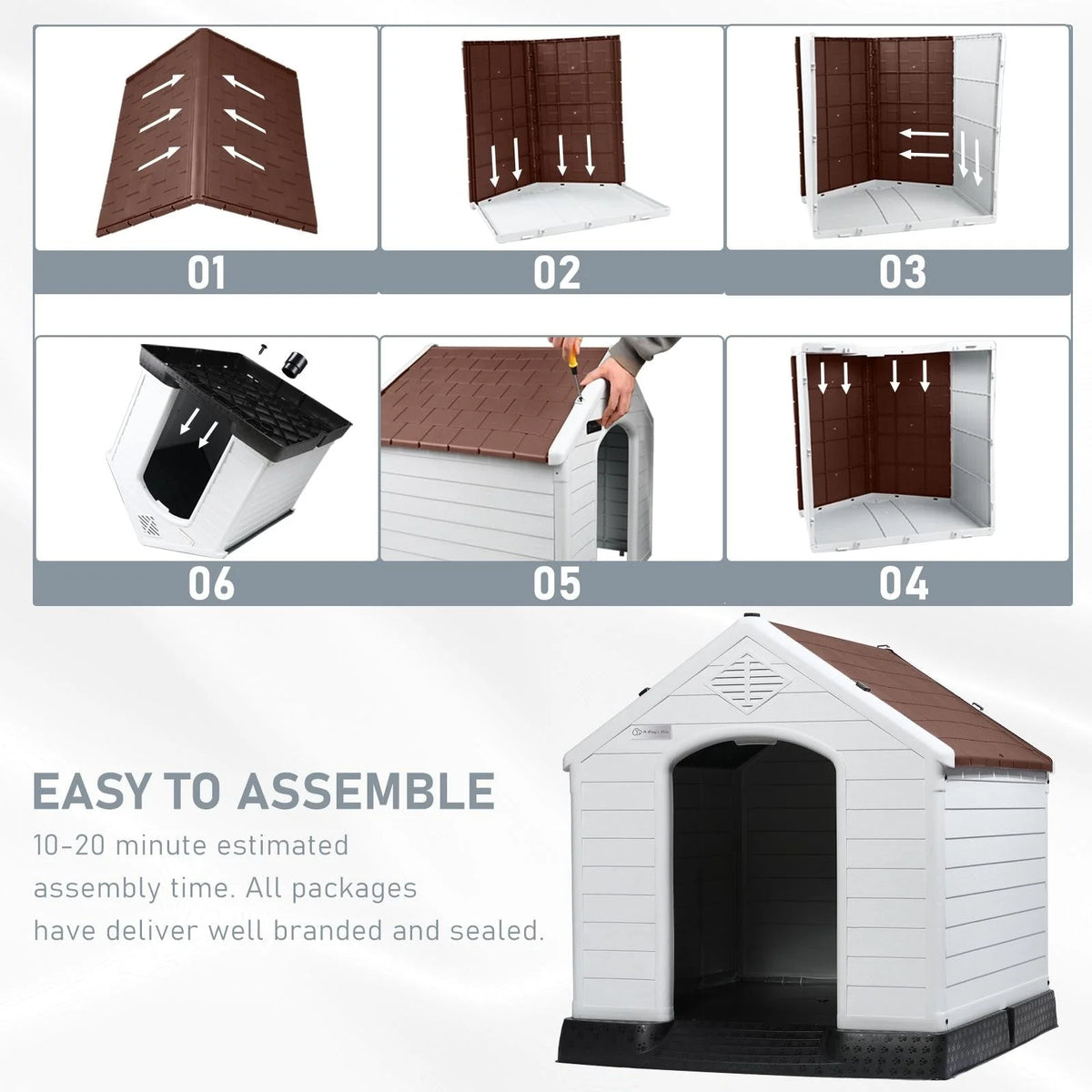 Niche pour chien en plastique BOSSIN, pour chiens de petite à grande taille, abri isolé intérieur/extérieur avec plancher surélevé