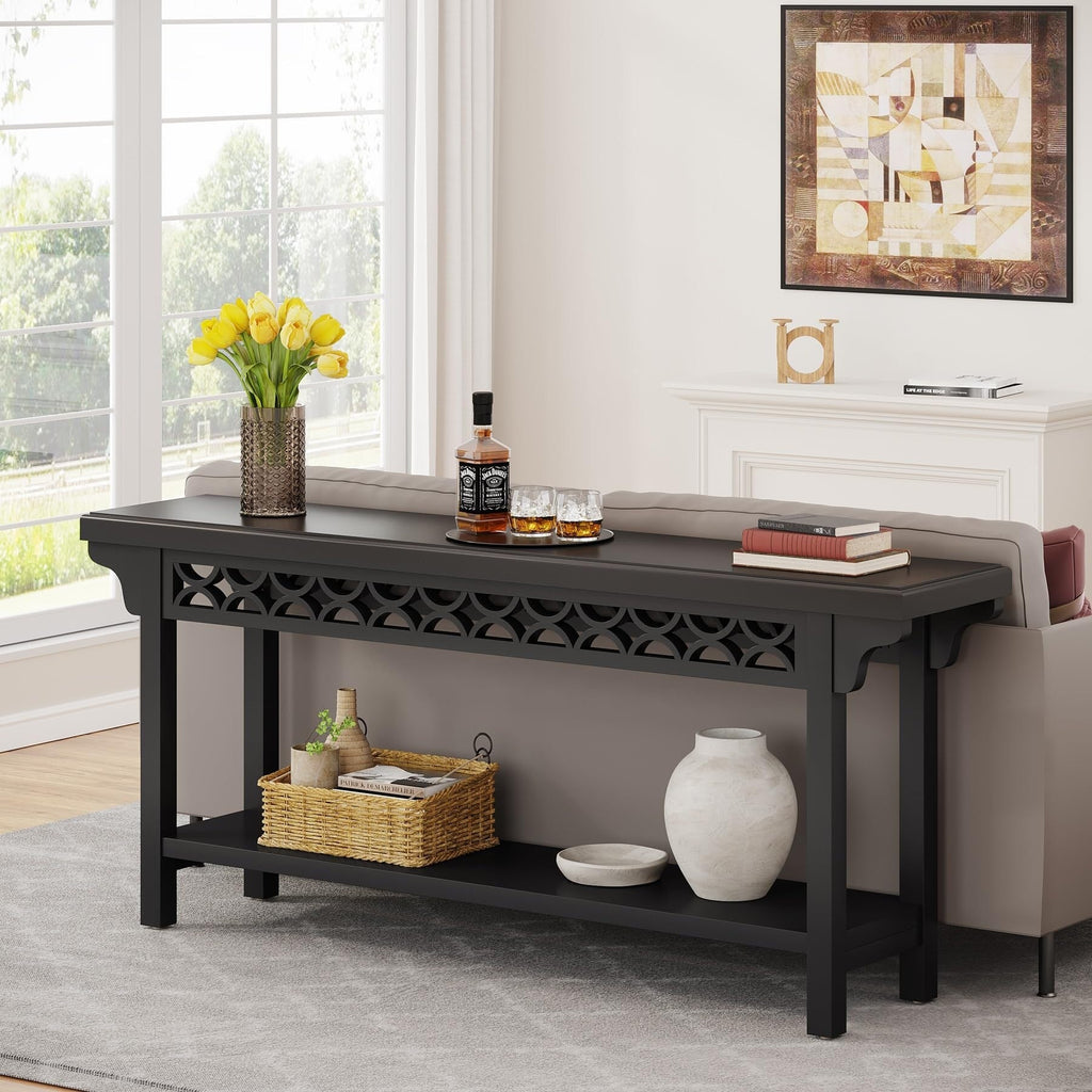 Console longue en bois massif de 180 cm de style ferme
