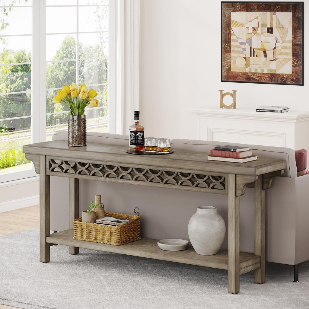 Console longue en bois massif de 180 cm de style ferme