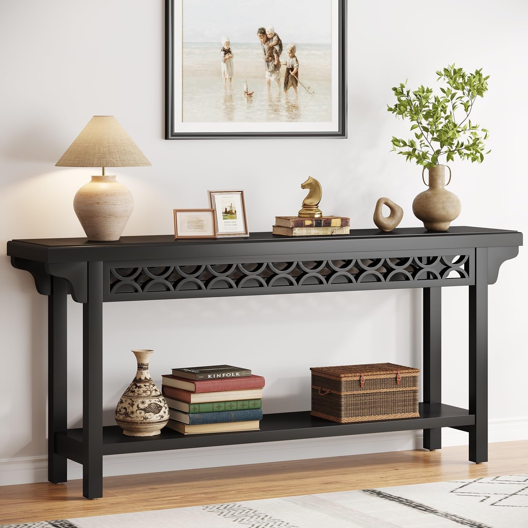 Console longue en bois massif de 180 cm de style ferme