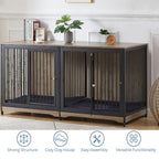 Meuble Cage pour Chien 70.86'' Grande Race Meuble TV avec Coussin & Deux Chambres (Sans Coussin)