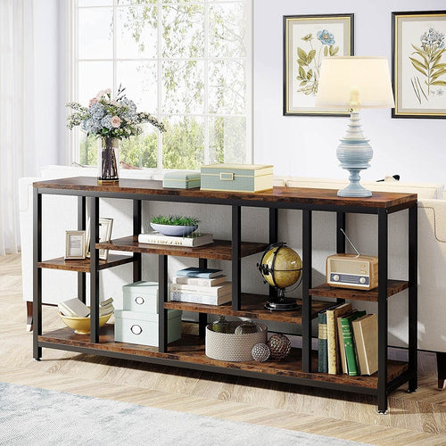 Console extensible de 70,9 pouces avec rangement, table d'entrée à 3 niveaux pour couloir