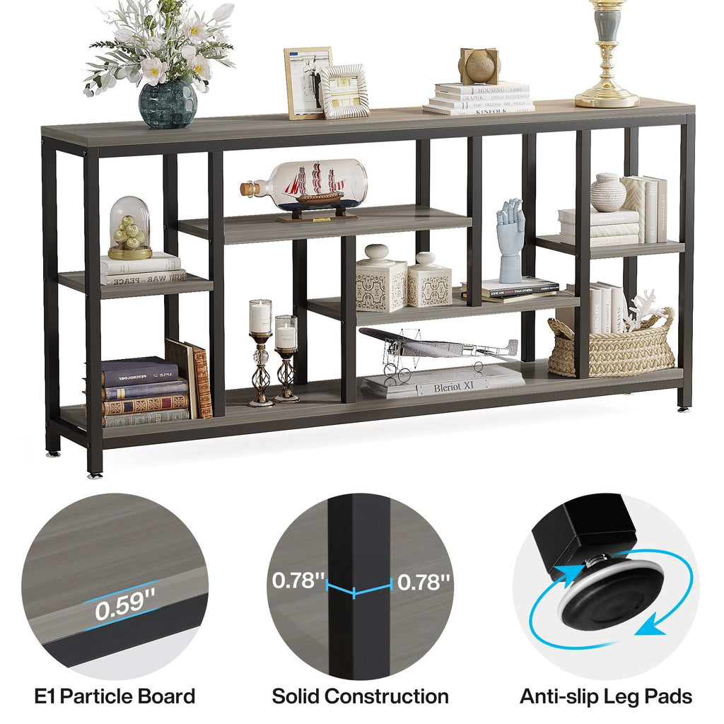 Console extensible de 70,9 pouces avec rangement, table d'entrée à 3 niveaux pour couloir