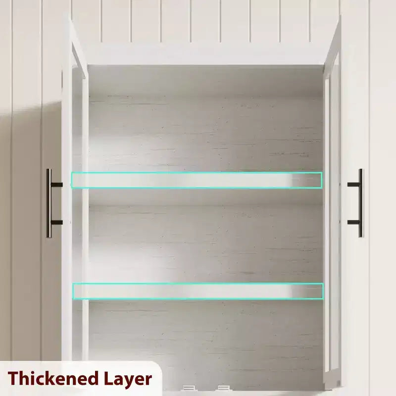 Grand garde-manger de cuisine en bois, armoire de rangement alimentaire autonome de style ferme avec 4 portes magnétiques, étagères réglables, grand rangement