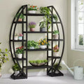 Lantine Étagère à plantes incurvée à 8 niveaux pour l'intérieur, étagère industrielle en métal de 175 cm de haut pour salon, balcon, terrasse, noire
