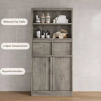 Meuble de Rangement Salle de Bain Haut de 129 cm, Meuble Bas Autonome avec 2 Tiroirs, Meuble de Rangement pour Salon Cuisine Salle de Bain