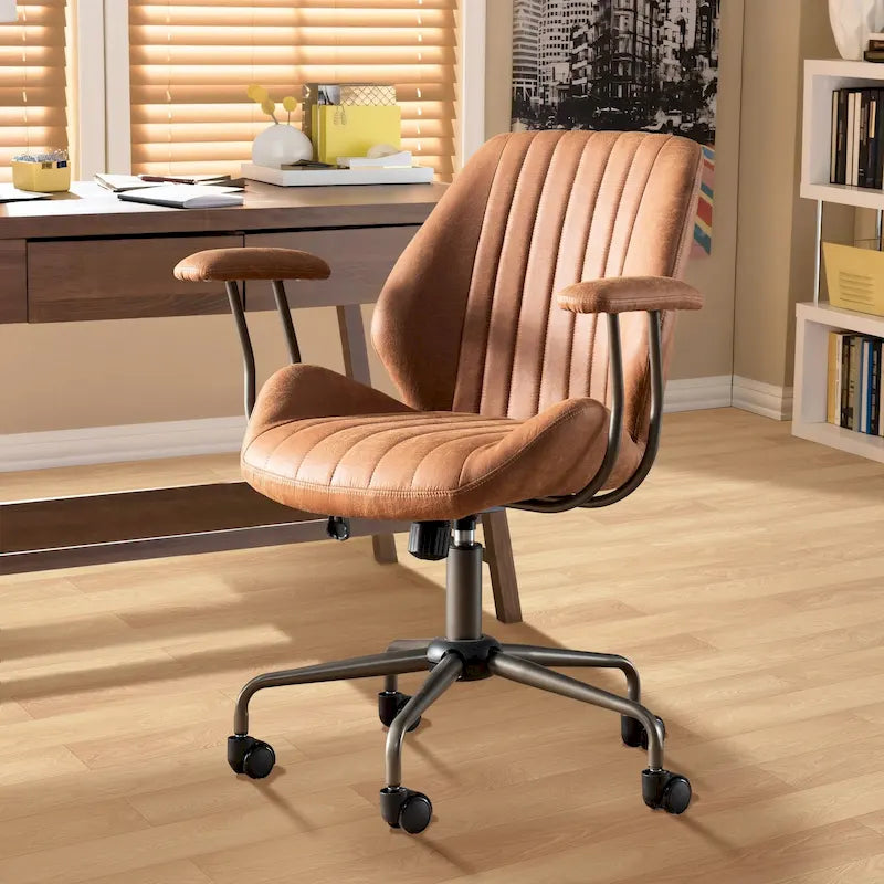 OVIOS Chaise de bureau ergonomique en suède avec soutien lombaire