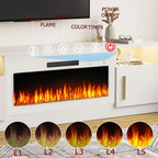 Meuble TV cheminée Bossin 70 avec cheminée électrique 36, meuble TV pour téléviseurs jusqu'à 80 pouces, lumières LED 16 couleurs/centre de divertissement