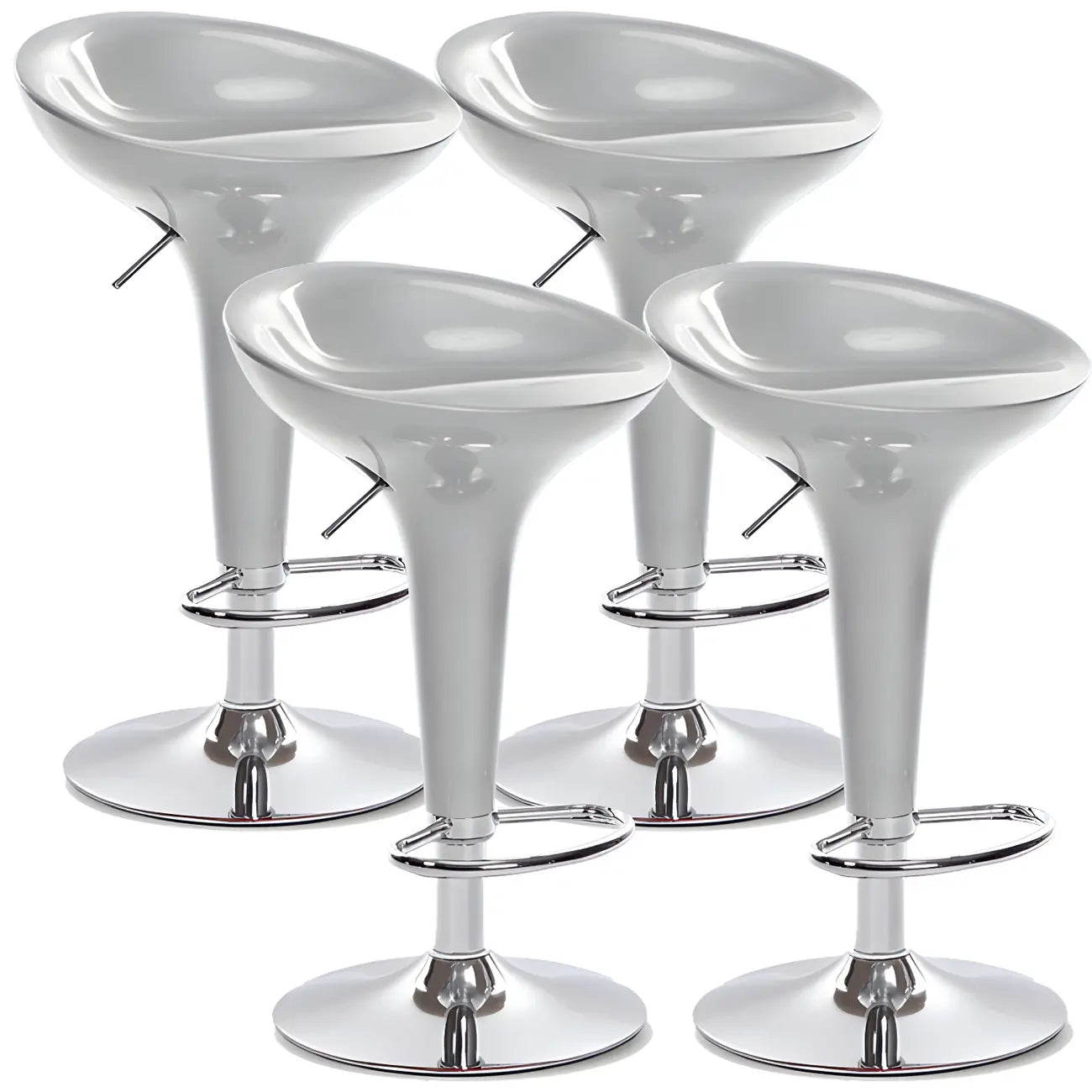 Tabouret de bar pivotant en plastique chromé réglable en hauteur
