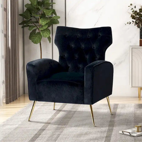 Chaise tuftée Abadiana Accent avec base en métal par HULALA HOME