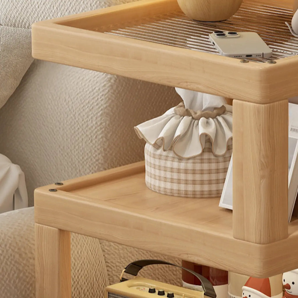 Dessus de table de rangement en bois de noyer à 3 niveaux avec roulettes