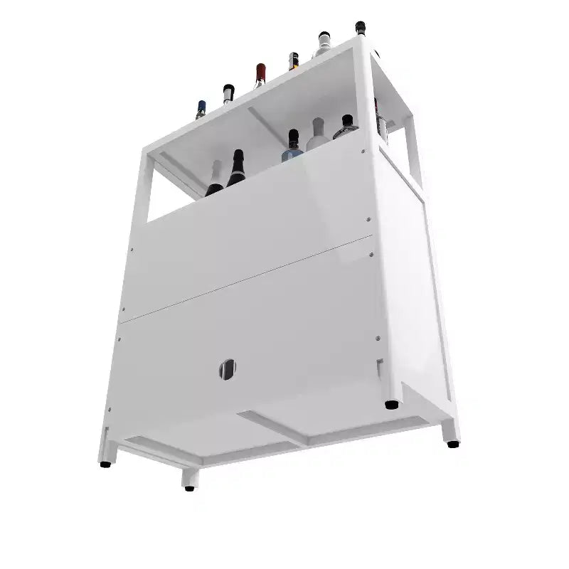 MAYEERTY Grand meuble de rangement en bambou blanc pour salle de bain et salon avec étagères 1 pièce