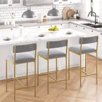 Lot de 4 tabourets de bar modernes – Tabourets de comptoir confortables avec dossier et repose-pieds, siège extra-large, pour îlots de cuisine et salles à manger, montage facile