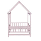 Lit au sol une place Luxystar de style cabane avec cadre de toit et clôture