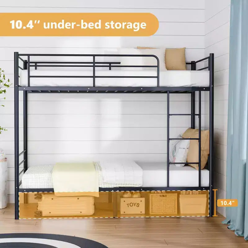 Lit Superposé Karl Home en Acier, Deux Places, avec Échelle, pour Chambre à Coucher, Dortoir, Enfants et Adultes