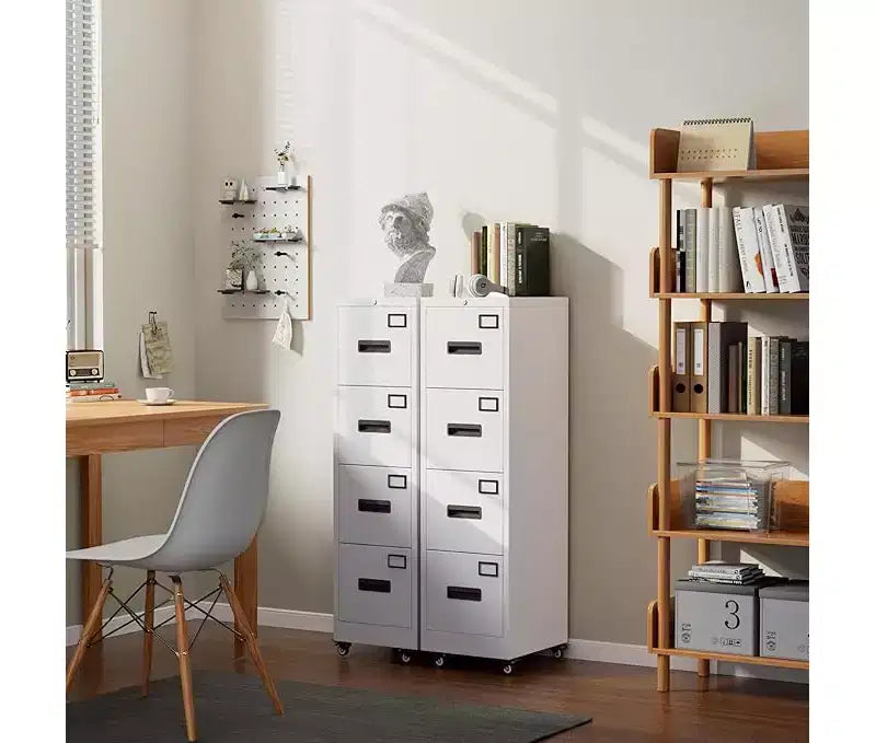 CuisinSmart Classeur métallique à 4 tiroirs avec serrures indépendantes, classeur vertical en acier robuste, tiroirs verrouillables pour la maison, le bureau et l'école