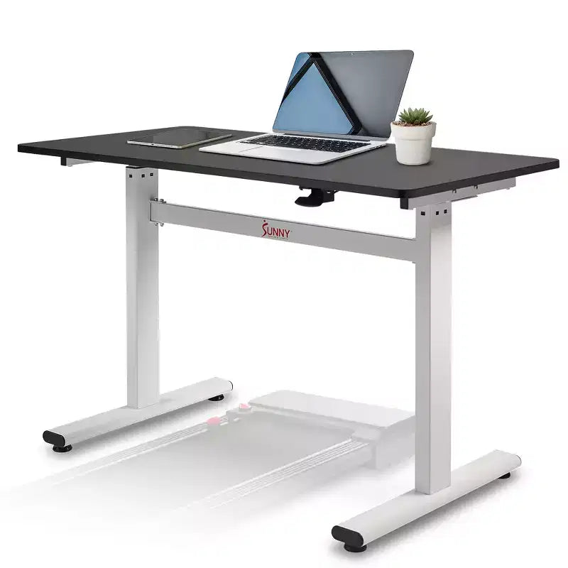 Bureau debout Sunny Health & Fitness Air-Drive avec levage pneumatique sans fil - Blanc