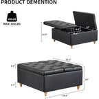 Table basse coffre de rangement Acekool, plateau relevable, capitonné, 90x90x51 cm