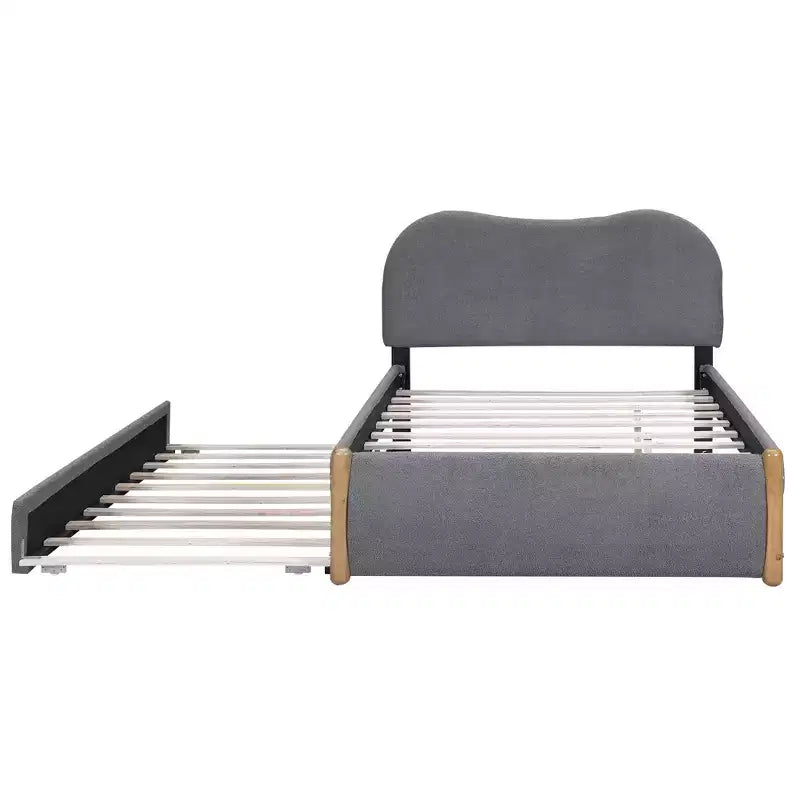 Cadre de lit plateforme rembourré pleine/double avec lit gigogne double – HABITRIO