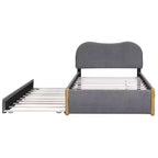 Cadre de lit plateforme rembourré pleine/double avec lit gigogne double – HABITRIO