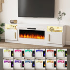Meuble TV cheminée Bossin 70 avec cheminée électrique 36, meuble TV pour téléviseurs jusqu'à 80 pouces, lumières LED 16 couleurs/centre de divertissement