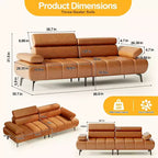 Canapé-lit futon Acekool 86'', convertible 3 places avec dossier et appuie-tête réglables, en similicuir, pour salon, canapé