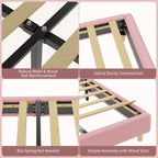 Cadre de lit moderne pour enfants avec tête de lit capitonnée en boucle et archeLattes en bois robustes, sans bruit, aucun sommier saisonnier nécessaire, assemblage facileLit jumeau