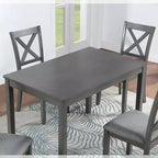 MAYEERTY Table de salle à manger rectangulaire en bois uniquement, table de cuisine grise pour 4 personnes pour petits espaces