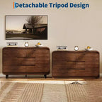 Commode à 6 tiroirs GustoWave, commode en bois avec pieds en métal et kit anti-basculement, meuble de rangement à coins arrondis pour chambre ou salon