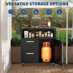 Table de cuisson, chariot de bar extérieur, chariot de barbecue avec armoire de rangement, îlot de cuisine multifonction, table de préparation des aliments avec surface en acier inoxydable