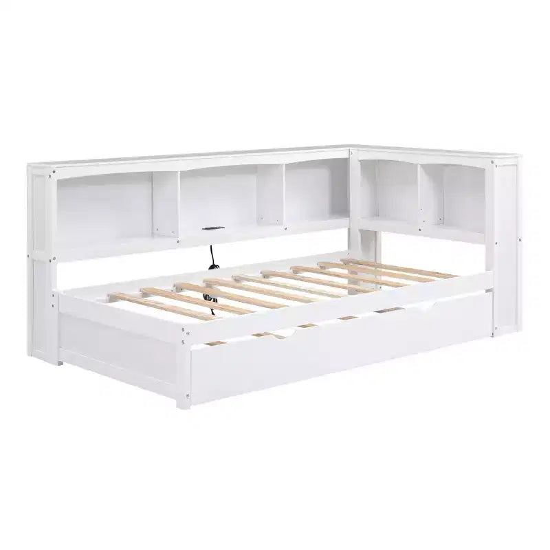 Lit de repos double Whisen Morden Design avec lit gigogne, armoires de rangement et ports USB